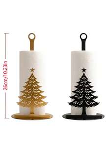 1pc Christmas Tree Hollow Paper Towel Holder, Desktop Christmas Decoration, Suitable For Kitchen Countertop Storage And Organization, Living Room Or Bedroom, Christmas Party And Holiday Gift Choice - Multicolor - View 9
