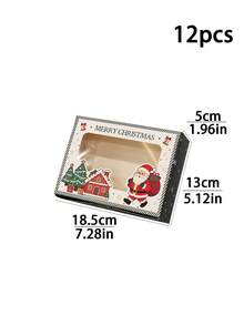 4pcs/12pcs/24pcs Christmas Window Gift Boxes, Printed Santa Claus & Reindeer Gift Empty Boxes, Holiday Party Gift Packaging For Cookies, Snowflake Crisps, Candy, Desserts Storage - View 17