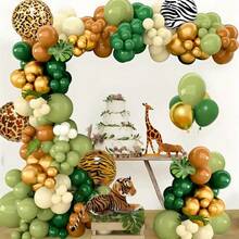 117-Piece Green, Brown, And White Animal Print Balloon Arch Wreath Set, Multi-Colored Party Balloon Set, Suitable For Birthdays, Weddings, Bridal Parties, Graduation Ceremonies, Bachelor/Bachelorette Parties, Engagement Parties, And Decorations. - View 3