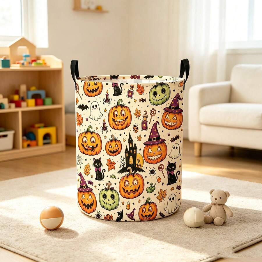 1PC Cute Jungle Animal Print Storage Basket With Lion, Giraffe, Elephant, And Monkey Patterns, Multipurpose Storage For Home Use, Suitable For Decorating Bedrooms, Living Rooms, And Other Home Spaces. - Multicolor - View 1
