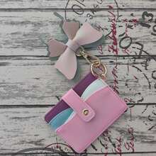 1pc Multi-Color PU Card Holder With Silicone Beaded Wrist Strap, Tassel Pendant, Snap Button Multi-Card Slots And Zipper Side Pocket, Functions As ID Card Holder And Coin Purse, Can Be Used As Wrist Keychain And Bag Charm, Portable Storage For Cards And Coins, Multiple Style Color Options To Match Daily Outfits - Multicolor - View 11