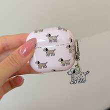 Korean Style Cute Light Pink Spotted Puppy Earphone Case + Puppy Charm, Compatible With AirPods 4 Earphone Cover Pro 3 New Pro 2 Protective Case Compatible With Apple Earphone Protective Case - Baby Pink - View 7