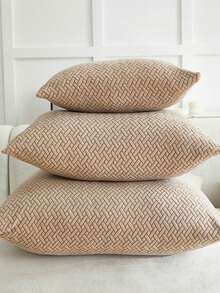 1pc Jacquard Pillowcase Sofa Cushion Cover Home Decor Protective Cover - Camel - View 6