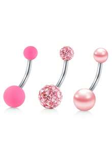 3PCS Punk Style Black Navel Nail Belly Button Ring Halloween Gift 14g 316L Hypoallergenic Suitable For Women - 1.6*10mm Navel Nail - View 9