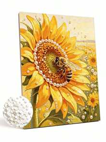 Pearl Painting With Sunflower Pattern Design Diy Handmade Sticky Diamond Creative Diamond Painting Kit With Tools And Pearl Diamond Bag Suitable For Home, Office Decoration, Gift For Handicraft Lovers, Unframed - A - View 10