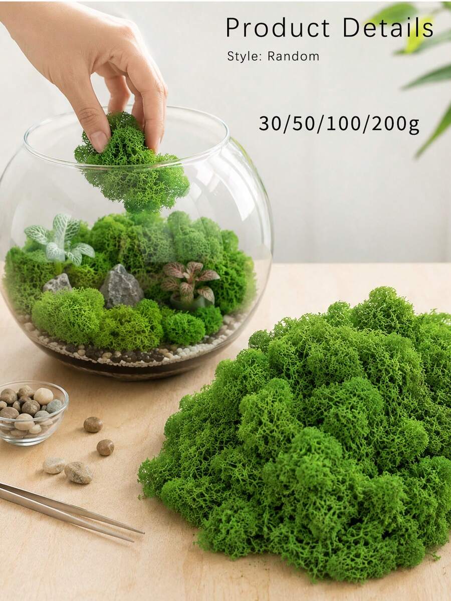 Decorative Green Moss, Suitable For Tank Crafts, Soft Natural Moss Filler, Suitable For Succulent Potted Plants, Fairy Garden, Floral Arrangement, Tabletop Centerpiece Decoration And DIY Display, Christmas, Halloween, Easter And Seasonal Home Project Greenery Decoration