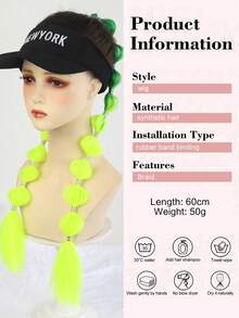 2pcs Synthetic Braided Colorful Ponytail Wig Extensions Bubble Lantern Braided Ponytail Wig For Cosplay Party Halloween Christmas - Multicolor - View 5