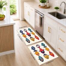 1pc, Abstract Fish Pattern Printed Faux Cashmere Kitchen Mat, Absorbent Kitchen Floor Mat, Kitchen Rug, Long Runner Mat, Sink Front Mat, Suitable For Kitchen, Bathroom, Entryway, Hallway, Laundry Room And Home Decor - Multicolor - View 16