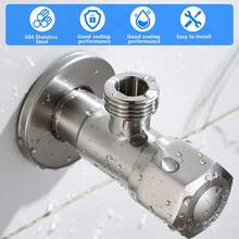 Wall‑Mounted Angle Stop Valve 304 Stainless Steel Water Control Shut Off Valve Universal Hot & Cold Water Switch For Bathroom Kitchen Toilet,AngleValve ,WaterShutOffValve ,BathroomHardware ,StainlessSteelValve ,ToiletWaterValve - one-size - View 3