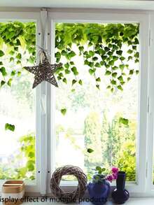 1pc 2D Maintenance-Free Artificial Green Vine, Ivy Leaves Window Top Hanging, Indoor Window Self-Adhesive Decoration - Multicolor - View 1