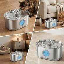 3.2L Large Capacity Stainless Steel Pet Water Fountain, Flower Spout, Transparent Visible Window Design, Easy To Disassemble And Clean, Ultra-Quiet Circulating Automatic Water Dispenser, Suitable For Small And Medium Cats And Dogs - 3.2L - View 4