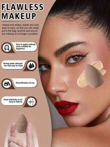 Set Spons Makeup 50-10pcs, Grosir Profesional, Spons Concealer Ultra Lembut, Alat Makeup Wajah, Cocok untuk Alas Bedak Cair, Bedak, Toner - Coffee Brown - View 5