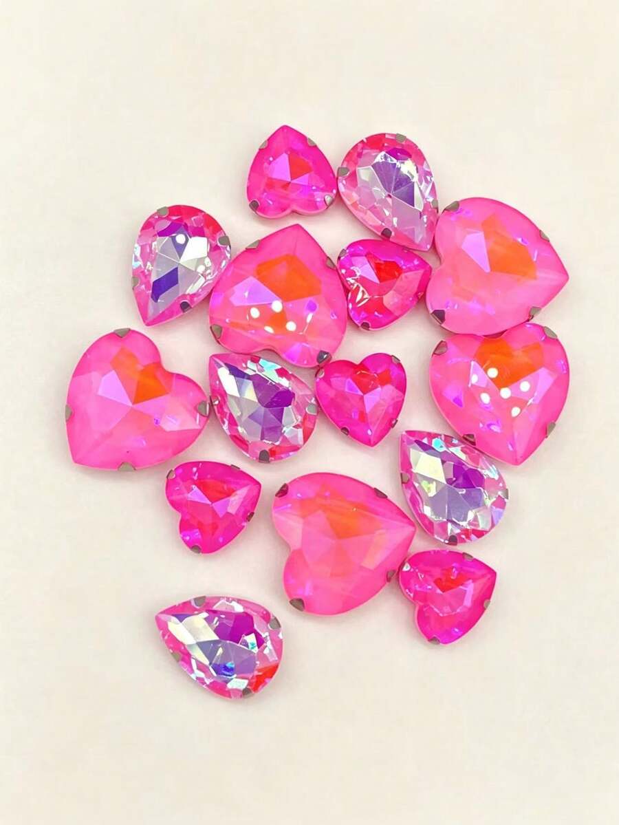 15pcs Pink Oversized Rhinestones For DIY Clothing, Shoes, Hats, Bags Decoration - Pink - View 1