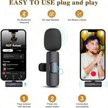 Wireless Lavalier Microphone Compatible With Iphone And Android, Widely Applicable, Noise Reduction And Clear Sound Quality, Suitable For Podcasts, Video Recording, Live Streaming, Vlogs - View 6
