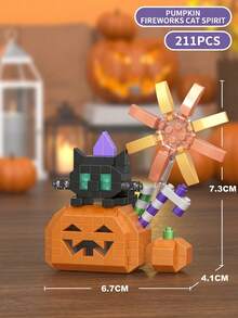 Halloween Series Building Block Set, Gift Assembly Toy, Arent-Child Interactive Party Game, Halloween Series Model Building Block Set, Holiday Decor/Desktop, Early Learning Educational Stem Toy, Birthday Gift, Halloween Thanksgiving Party Favor/Gift - Multicolor - View 21