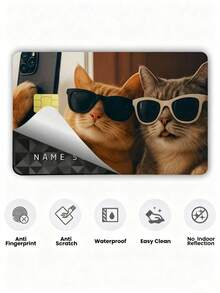 5pcs Funny Cat Official Credit Card Stickers, Privacy Protection Card Sleeve, Selfie Pet Cat Pattern Birthday Gift, PVC Material Anti-Fingerprint Anti-Scratch Wear-Resistant Card Sleeve, Suitable For Men, Women, Couples, Small Chip Card, Bank Card Decoration Sticker, Credit Card, Transportation Card, Student Campus Card Personalized DIY - Multiple Styles - View 7