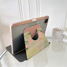 1pc Vintage Pink Lily Orchid Lotus Floral 360° Rotating Tablet Protective Case, Compatible With A16 2025, Compatible With Samsung Galaxy Tab S9 FE/S8 Plus/S7/S10, Compatible With OPPO Pad, Compatible With Huawei MatePad, Compatible With Vivo Pad, Compatible With Honor Pad, Compatible With Xiaoxin Pad - Multicolor - View 5