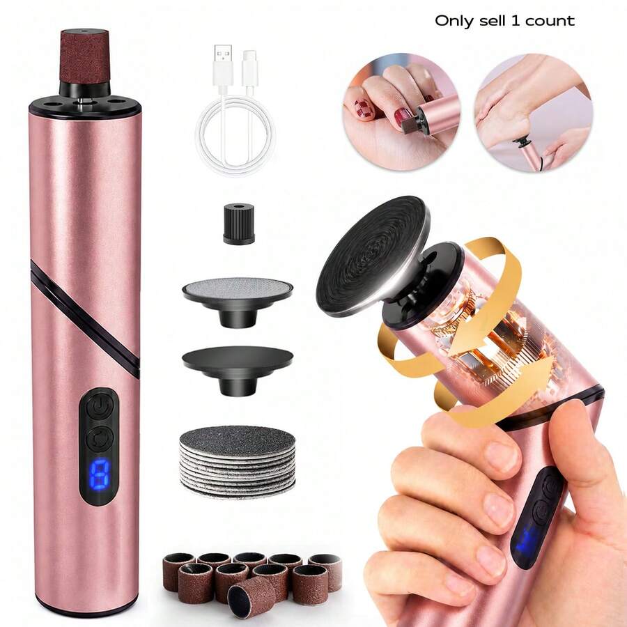 Foldable Electric Foot File, Rechargeable Handheld Foot Callus Remover, 9-Speed Adjustable, Multi-Function Personal Foot Polisher, Portable Callus Removal Tool For Home And Nail Salon, Foot Care Tool For Men And Women - Multicolor - View 1