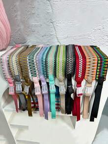1pc New Casual Nylon Woven Wide Adjustable Strap Colorful Contrast Jacquard Shoulder Strap Buckle Webbing One Shoulder Crossbody Bag Accessory - Multicolor - View 2