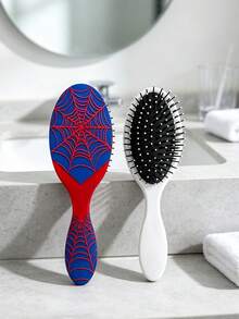 Spider Theme Printed Air Cushion Massage Hairbrush For Women, Volumizing And Detangling Hair Comb - Multicolor - View 2