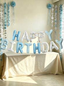 13pcs 16 Inch Fabric Happy Birthday Letter Balloon Set, Suitable For Birthday Party, Baby Shower, Theme Party Decoration - Multicolor - View 2