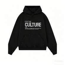 Men's Y2K Retro Hoodie, Distinctive Brick Letter Print Hoodie, Cool American Street Style Streetwear - Black - View 9
