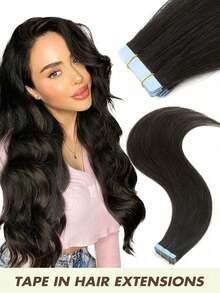 20pcs Tape In Hair Extensions Real Human Hair Extension For Salon Straight Human Hair Extensions Seamless Skin Weft Double Sided Tape Ins Hair Extension Invisible Tape In Hair Extensions - Multicolor - View 35