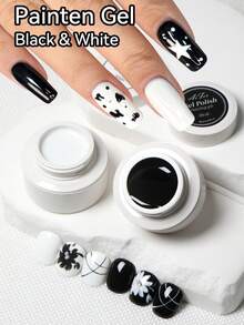 AiFer Set Starter Kutek Gel Hitam & Putih Soak-Off Tanpa Lap 8ml/Pc, Dapat Digunakan Sepanjang Musim, Tersedia 2 Warna - Hitam dan Putih - View 2