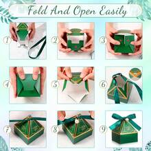 10pcs/Pack Party Gift Boxes, Paper Candy Small Gift Boxes, Green Ribbon Boxes, Birthday Wedding Return Gift Boxes, Pearl Ribbon, Suitable For Various Festivals - Green - View 6