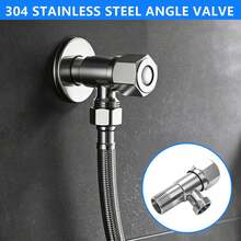 Wall‑Mounted Angle Stop Valve 304 Stainless Steel Water Control Shut Off Valve Universal Hot & Cold Water Switch For Bathroom Kitchen Toilet,AngleValve ,WaterShutOffValve ,BathroomHardware ,StainlessSteelValve ,ToiletWaterValve - one-size - View 1