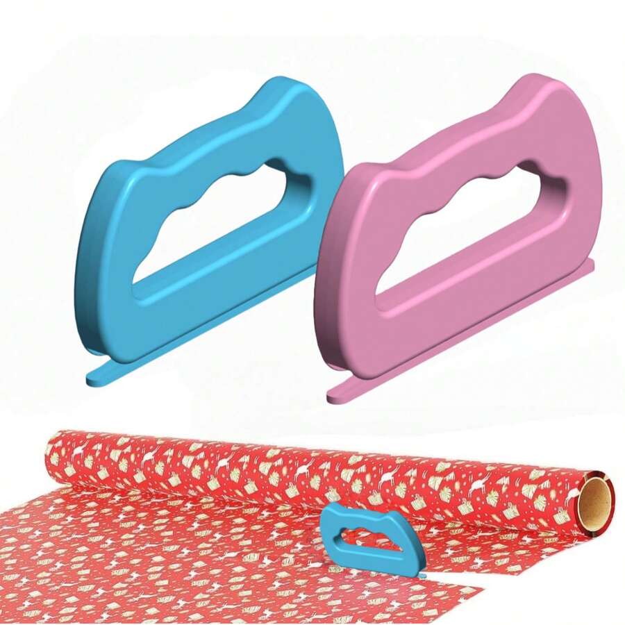 1 pieza, Cortador de papel de regalo de doble extremo, Cortador deslizante de papel de regalo para envolver, Herramienta de corte de papel para Navidad, días festivos y cumpleaños - Multicolor - Ver 1