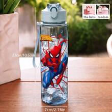 1pc 5 Colors Spider-Man Style Anti-Spill Flip Top Sports Water Bottle, Back To School Essential, Car Accessory, Portable & Fashionable Design, 750ml-27oz Travel Cup With Strap, Straw And Lid, Cute Design, High Quality, Leak-Proof, Shock-Proof, Durable Outdoor Sports Water Cup, Large Capacity Portable Cup, Suitable For Short Trips, Hiking - Multicolor - View 9