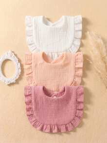 3PCS Girls Autumn Cute Candy Color Baby Bibs, Soft Skin-Friendly Princess Baby Bibs Drool Cloth Set, Suitable For Daily Use In All Seasons - Multicolor - View 1