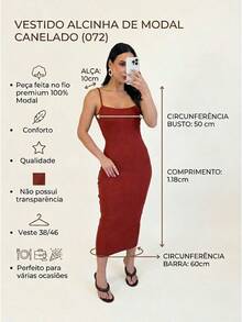 Vestido Midi Regata Alça Fina Tricot Modal Canelado Premium - Azul bebê - Visão 2