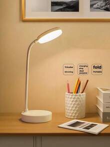 1pc USB Powered LED Touch Sensor Eye-Care Desk Lamp, Brightness Adjustable From 30% To 100%, Three-Level Color Temperature Modes, Suitable For Studying, Reading, Office Use, Bedside Night Light, And Home Lighting, Reading Lamp Illumination - White - View 6