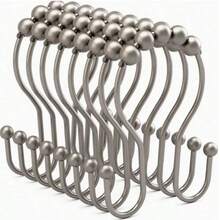 12pcs/Set Bathroom Double Roller Hooks - Rust-Proof, Smooth Sliding Double Rings, Suitable For Shower Curtains And Liners, Shower Curtain Set, Shower Curtain, Bathroom Accessories, Shower Curtain Hooks, Bathroom Decor - Multicolor - View 7