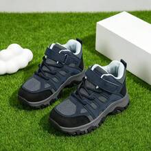 1 Pair Kids' Patchwork High-Top Outdoor Hiking Boots, Suitable For Mid-To-Large Children For Autumn/Winter - Navy Blue - View 2