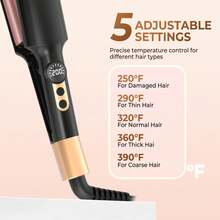 UKLISS 2-In-1 Curling Iron & Hair Straightener, Copper Comb Conducts Heat Evenly Without Damaging Hair, Quick Styling For Various Hair Types - Black - View 5