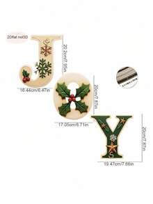 3pcs Wooden Christmas Wall Decor With "JOY" Lettering, Suitable For Entryway, Indoor/Outdoor, Garage Door And Various Surfaces, Rustic Holiday Decoration, Thanksgiving Inspired Hanging Ornament, Inspirational Phrase - A - View 11