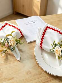 1pc/2pcs/4pcs Minimalist Colorful S-Shaped Lace Square Napkin, Handkerchief, Decorative Cover Cloth For Daily Use And Party - White - View 9