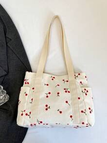 2026 European & American Vintage Striped Large Capacity Shoulder Bag New Girl's Fashion Multi-Pocket Tote Handbag - White - View 9