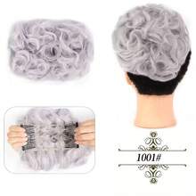 Moño de novia sintético grande y desordenado con rizos, chignon con peine y clips, funda para coleta, extensión de coleta de cabello sintético natural falso - Multicolor - Ver 21