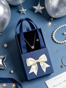 Korean Style Bow Style Jewelry Box, Mini Necklace/Ring/Earring Storage Box,Perfect For Birthday/Wedding/Anniversary/New Year/Valentine's Day Gift, Women's Gift, Men's Gift, Mother's Gift, Father's Gift, Grandfather's Gift, Grandmother's Gift - Multicolor - View 5