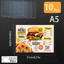 2/5/10pcs Self-Adhesive Sign Holders, Transparent Acrylic Wall-Mounted Photo Frames, A4 A5 A6 Multiple Sizes, Ultra-Thin Reusable Document Menu Protectors, Suitable For Office And Room Decoration - Multiple Specifications - View 29