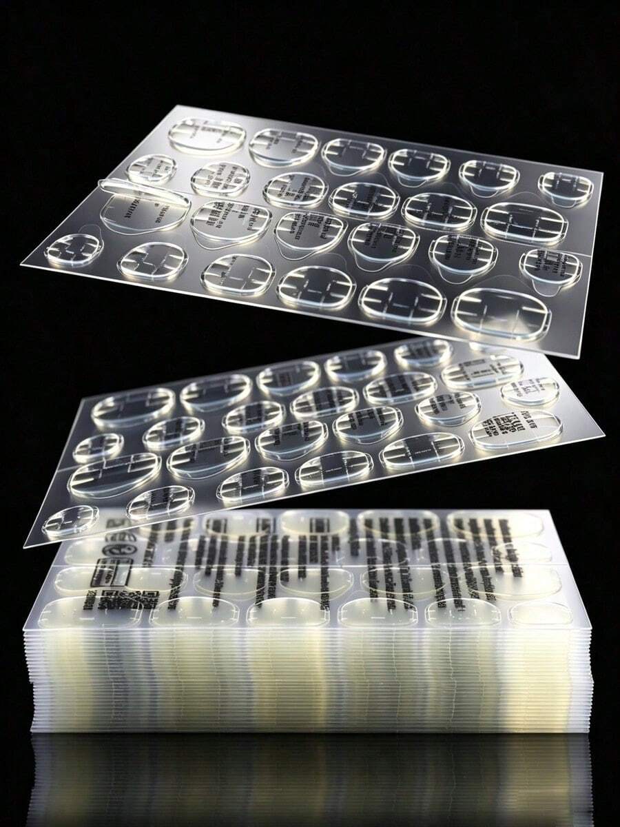 288pcs (12 Sheets) Waterproof Breathable Double-Sided Adhesive Gel Nail Stickers, Super Strong Adhesion Transparent Soft Fake Nail Glue Stickers, Suitable For Nail Care