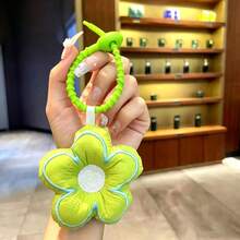 1pc Exquisite Embroidered Fabric Flower Keychain Pendant, Colorblock Floral Design, Girls Key Chain Bag Charm, Delicate Small Gift For Best Friend And Friends - Multicolor - View 5