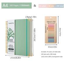 A4 Coil Notebook With Extra Thick 110gsm Paper, 300 Pages(150sheets), Available In 4 Colors, Featuring Built-In Storage Pouch For Superior Comfort. Also Known As Coil Notebook, Spiral Notebook, Wirebound Journal - Multicolor - View 17