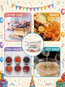 10Pcs Happy Birthday Paper Bowls,Disposable Birthday Party Bowls,Colorful Balloon Gift Print Paper Bowls For Birthday Party Supplies,Babe Shower Decor,Dessert Snack Ice Cream Serving Bowls Party Tableware Supplies,Home Decor,Table Decor,Party Favor - Multicolor - View 10