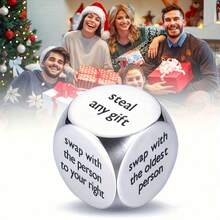 Christmas Gift Exchange Game Dice, Holiday Party Gift Exchange Decision Dice, Suitable For Family Gathering Christmas Interactive Game Supplies - A - View 3