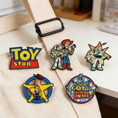 1pc Creative Cartoon Metal Brooch, Cute Anime Character Woody, Alloy Badge, Suitable For Bags And Accessories, New Year Gift, Valentine's Day Gift, Easter Gift [Random Style]